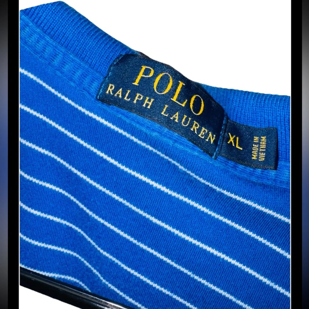 Polo Ralph Lauren Blue Striped Polo Shirt XL Classic Pony Preppy Golf